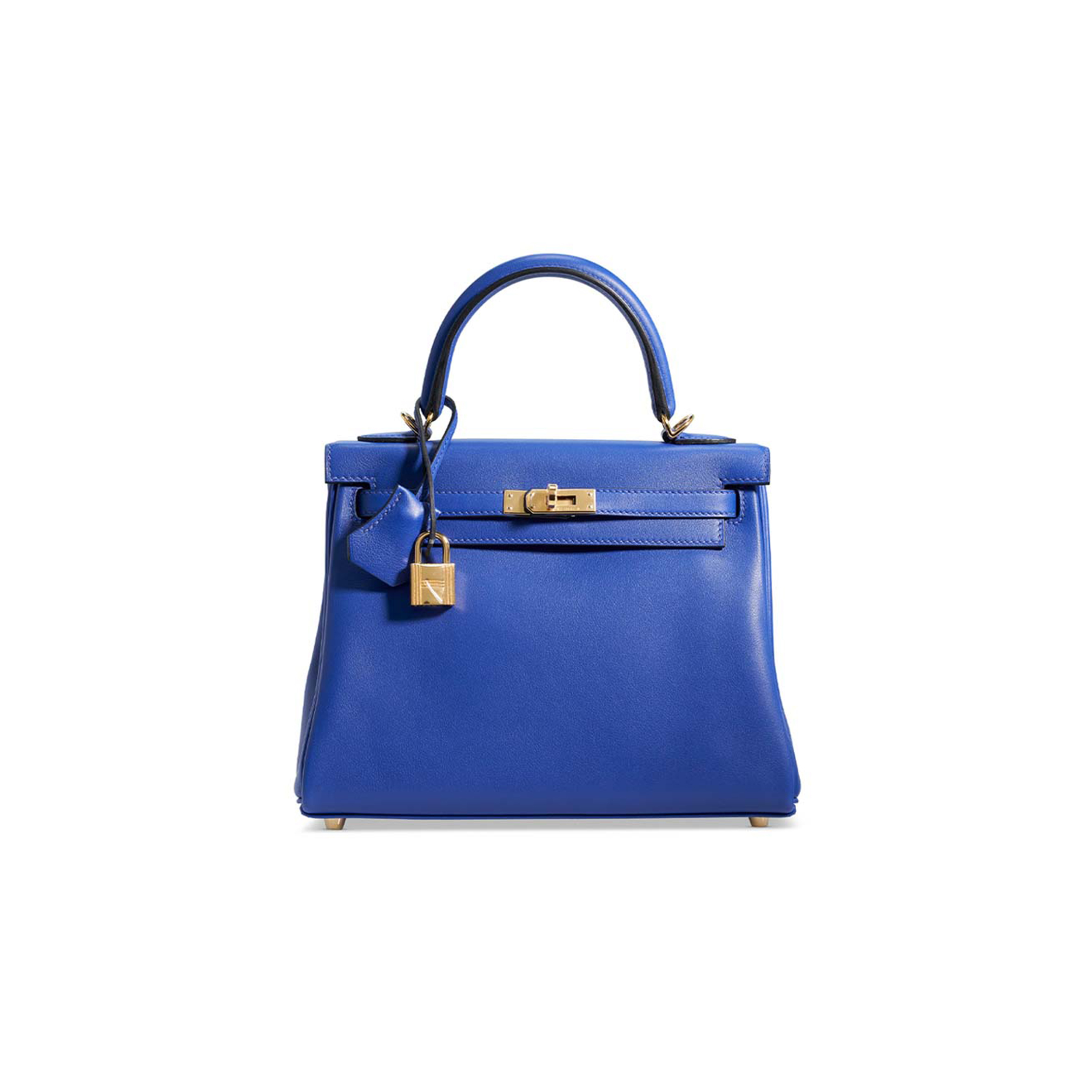 HERMÈS A BLEU ÉLECTRIQUE SWIFT LEATHER RETOURNÉ KELLY 28 WITH GOLD HARDWARE (28*22*10cm) 